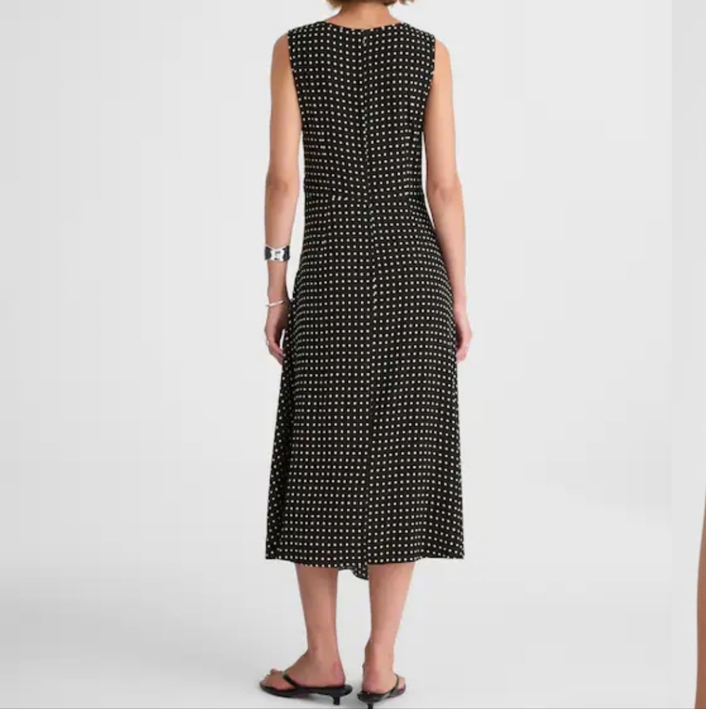 Madewell Asymmetrical aruched Midi Dress - Linear Dots Jet Black - Picture 4 of 13